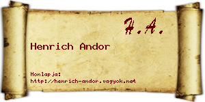 Henrich Andor névjegykártya