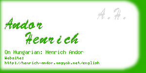 andor henrich business card